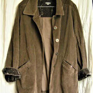 SLOUCHY TAUPE WIDE WALE CORD JACKET WITH VELVET LP